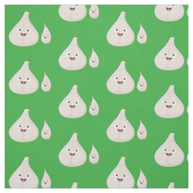 Cute garlic cartoon vegetable illustration fabric (Swatch)