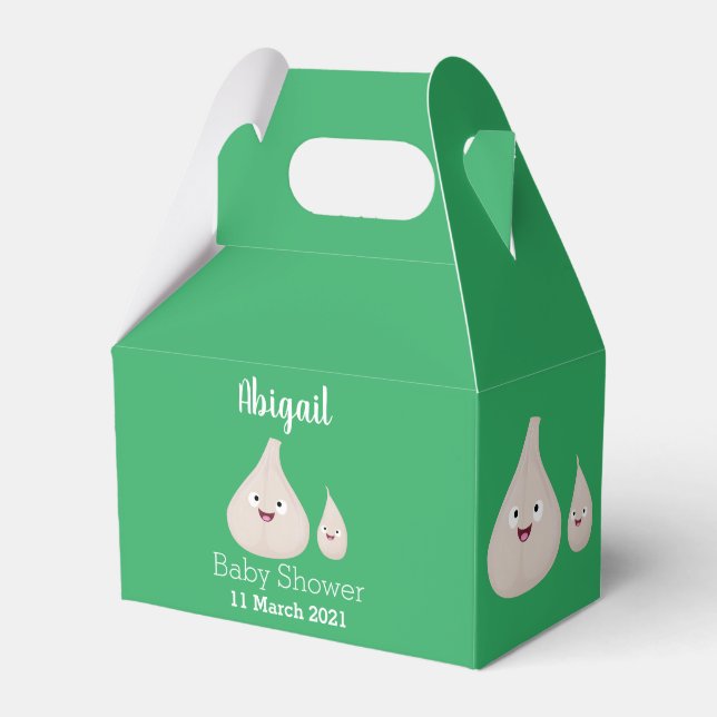 Cute garlic cartoon vegetable illustration favour box (Front Side)