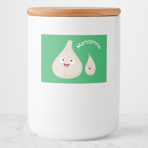 Cute garlic cartoon vegetable illustration food label