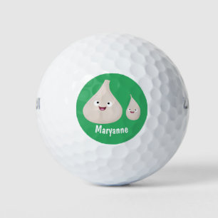 Cute garlic cartoon vegetable illustration golf balls