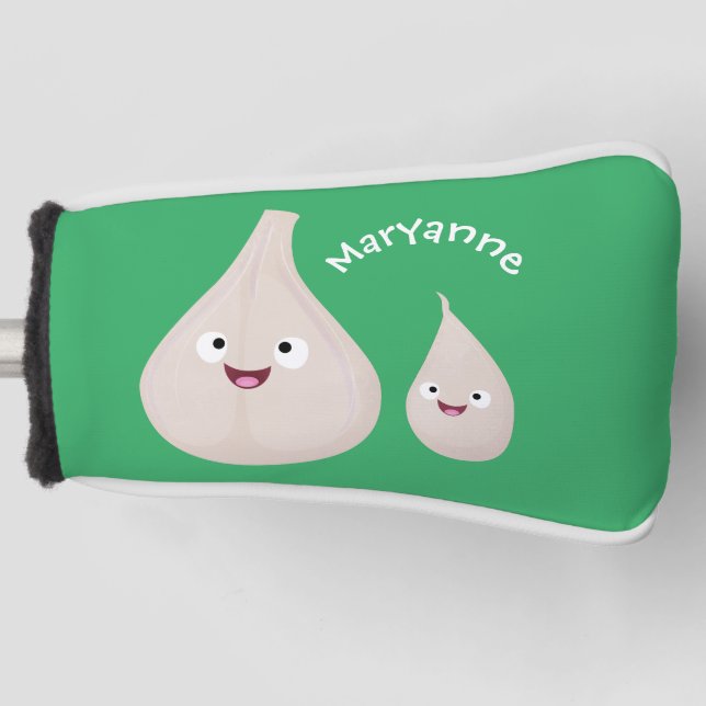 Cute garlic cartoon vegetable illustration golf head cover (Front)