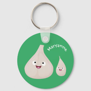 Cute garlic cartoon vegetable illustration key ring