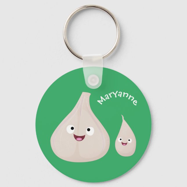 Cute garlic cartoon vegetable illustration key ring (Front)