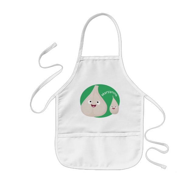 Cute garlic cartoon vegetable illustration kids apron (Front)
