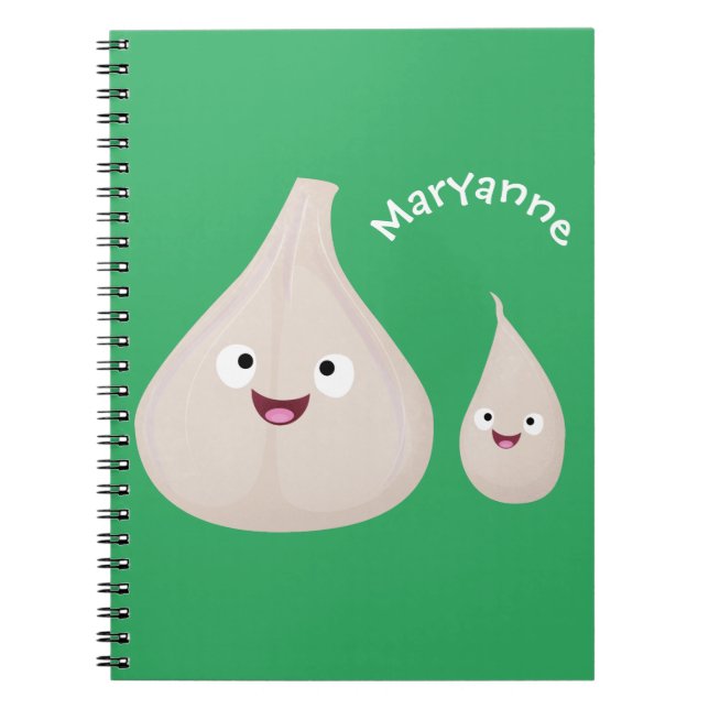 Cute garlic cartoon vegetable illustration notebook (Front)