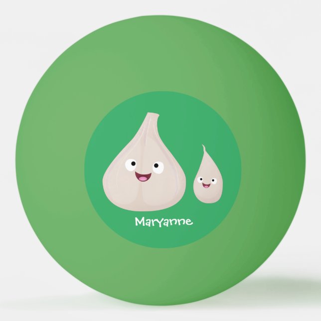 Cute garlic cartoon vegetable illustration ping pong ball (Front)