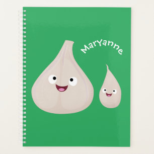 Cute garlic cartoon vegetable illustration planner