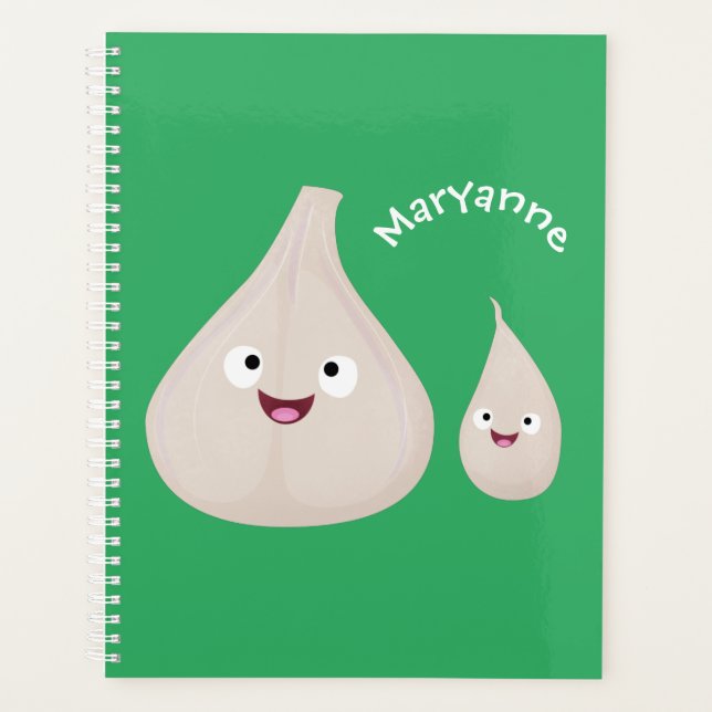 Cute garlic cartoon vegetable illustration planner (Front)