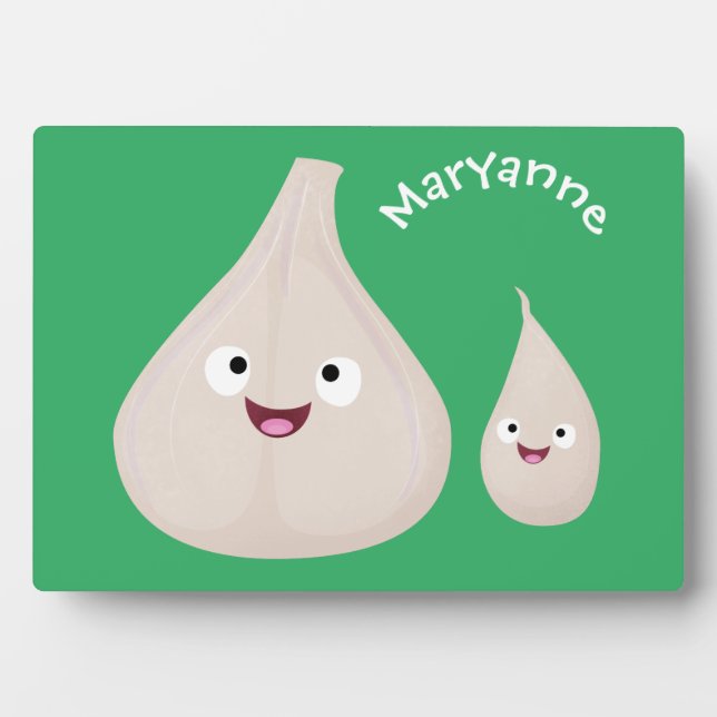 Cute garlic cartoon vegetable illustration plaque (Front)