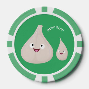 Cute garlic cartoon vegetable illustration poker chips