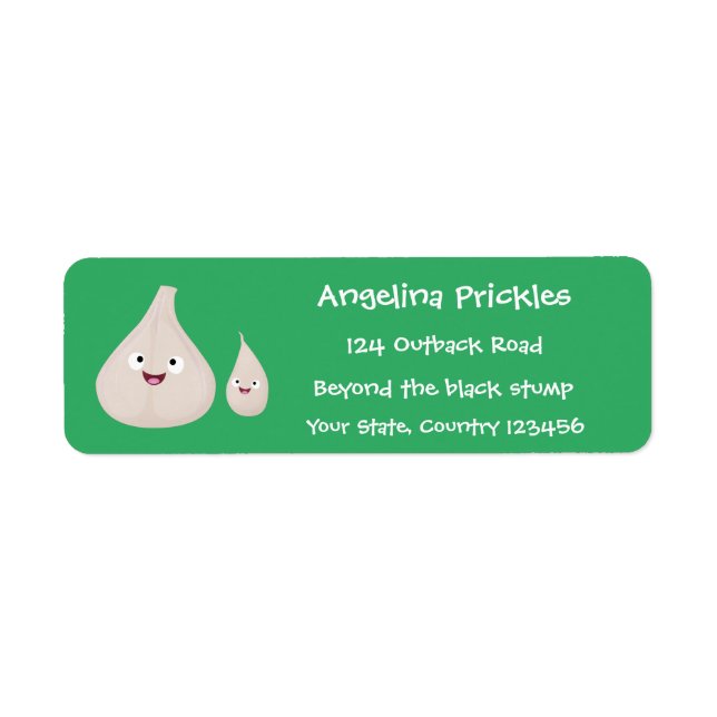 Cute garlic cartoon vegetable illustration return address label (Front)