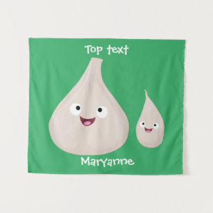 Cute garlic cartoon vegetable illustration tapestry