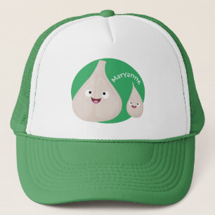 Cute garlic cartoon vegetable illustration trucker hat