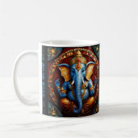 Cute Garnesh God Blue Mosaic Stained Glass Coffee