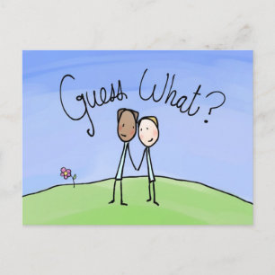 Cute Gay Couple Guess What Postcard