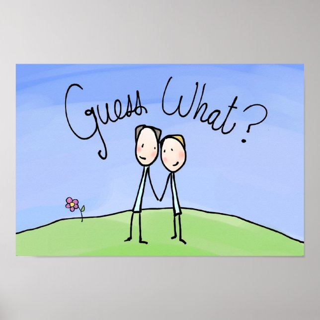 Cute Gay Couple Guess What Poster (Front)