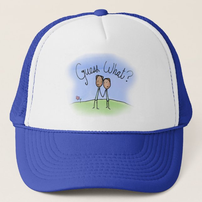 Cute Gay Couple Guess What Trucker Hat (Front)