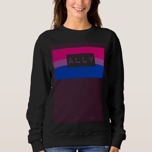 Cute Gay LGBTQ Ally Bisexual Pride Flag Queer Love Sweatshirt (Front)