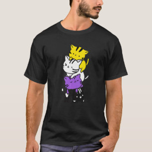 Cute Gay Pride Nonbinary Cat Pile Lgbt Flag Suppor T-Shirt