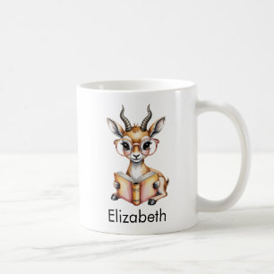 Cute Gazelle Reading a Book Custom Coffee Mug