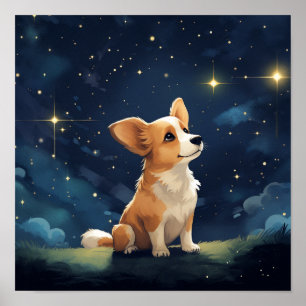 Cute Gazing Pembroke Corgi Poster