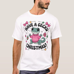 Cute Gecko Christmas Design – Preppy Bow Holiday A T-Shirt