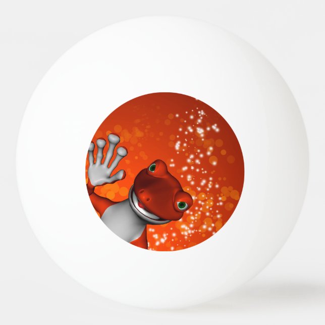 Cute gecko in red ping pong ball (Back)