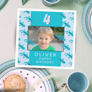 Cute Gecko Lizard Kid`s Birthday Party Photo Napkin