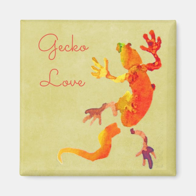 Cute gecko lizard reptile art magnet (Front)