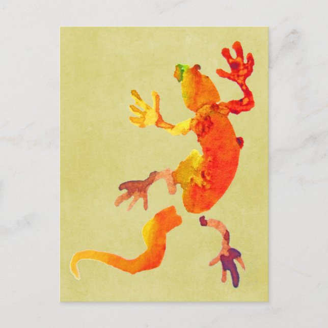 Cute gecko lizard reptile art postcard (Front)