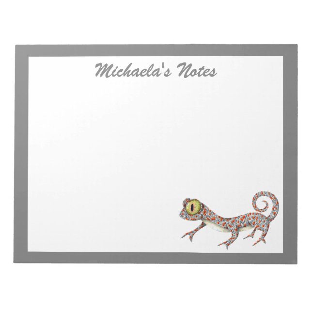 Cute Gecko Personalised Notepad (Front)