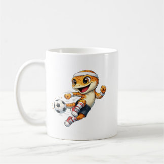 Cute Gecko Soccer Cartoon Coffee Mug