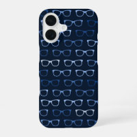 Cute Geeky Navy Blue Hipster Eye Glasses Pattern