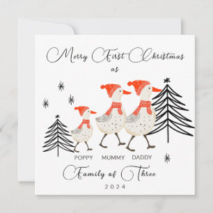 Cute Geese Family of Three First Christmas Holiday Card