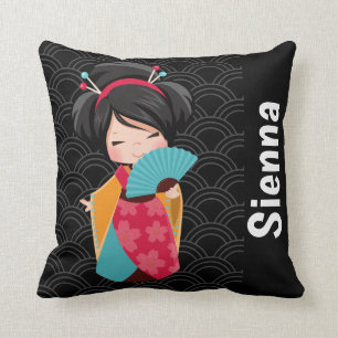 Cute Geisha * choose your background colour Cushion
