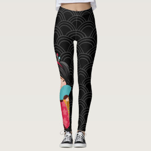 Cute Geisha * choose your background colour Leggings