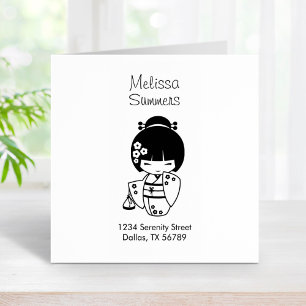 Cute Geisha Girl Address Rubber Stamp