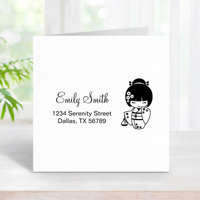 Cute Geisha Girl Address Rubber Stamp (Creator Uploaded)