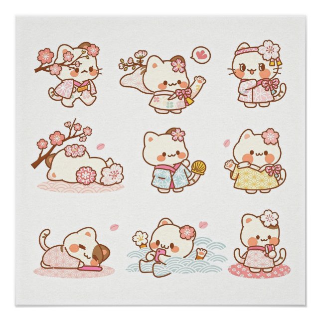 Cute Geisha-style kitty Poster (Front)
