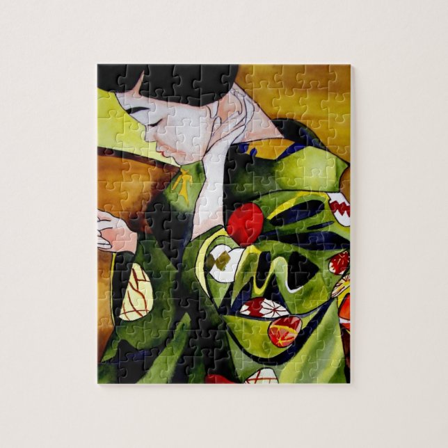 Cute Geisha with green kimono original art Jigsaw Puzzle (Vertical)