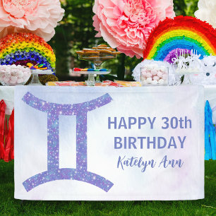 Cute Gemini Personalised Purple Happy Birthday Banner