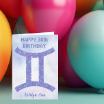 Cute Gemini Sign Custom Purple Happy Birthday Card<br><div class="desc">This pretty,  personalised custom purple and lavender Gemini happy birthday card features your astrological sign from the Zodiac in a beautiful sparkle like the constellations. Customise this cute astrology design with your name in cursive script for someone with a late May or early June birthday.</div>