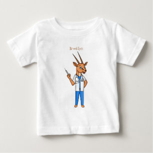Cute Gemsbok antelope doctor cartoon Baby T-Shirt