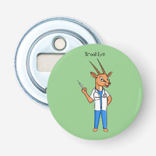 Cute Gemsbok antelope doctor cartoon Bottle Opener