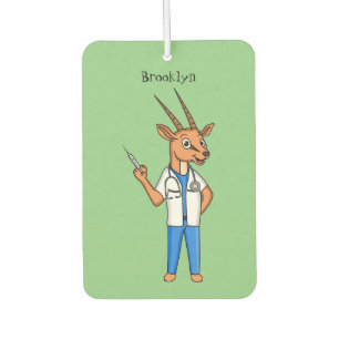 Cute Gemsbok antelope doctor cartoon Car Air Freshener