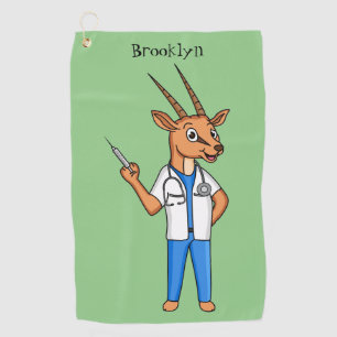 Cute Gemsbok antelope doctor cartoon Golf Towel