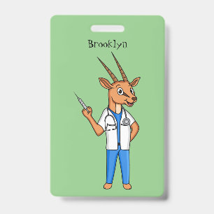Cute Gemsbok antelope doctor cartoon ID Badge