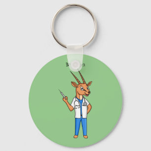 Cute Gemsbok antelope doctor cartoon Key Ring