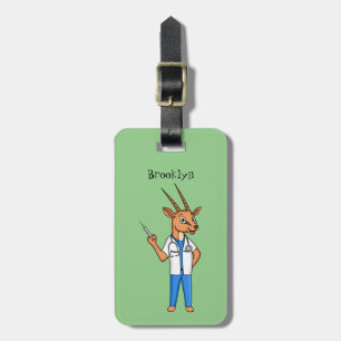 Cute Gemsbok antelope doctor cartoon Luggage Tag
