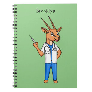 Cute Gemsbok antelope doctor cartoon Notebook
